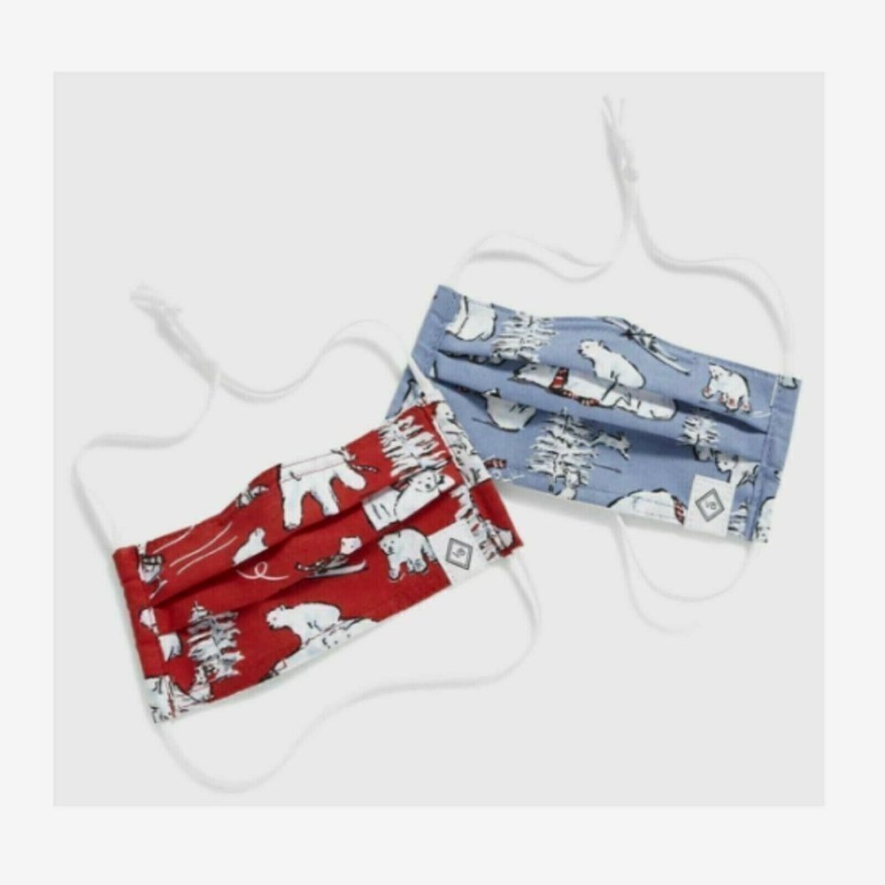 💰3/$25 Vera Bradley 2-Pack Pleated Cloth Face Masks Beary Merry Bears